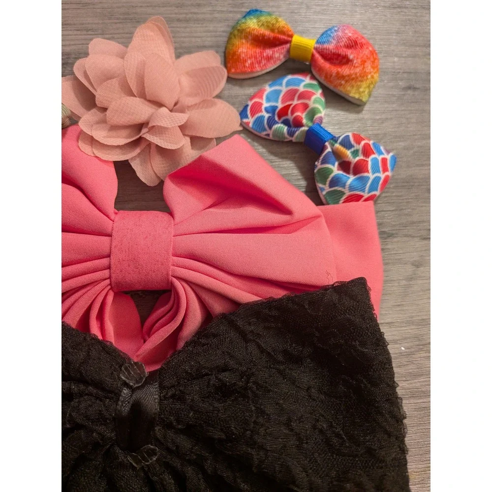 Kids Hair Accessory Bundle Hello Kitty Bows Scrunchies Lace Velvet 15pc Set